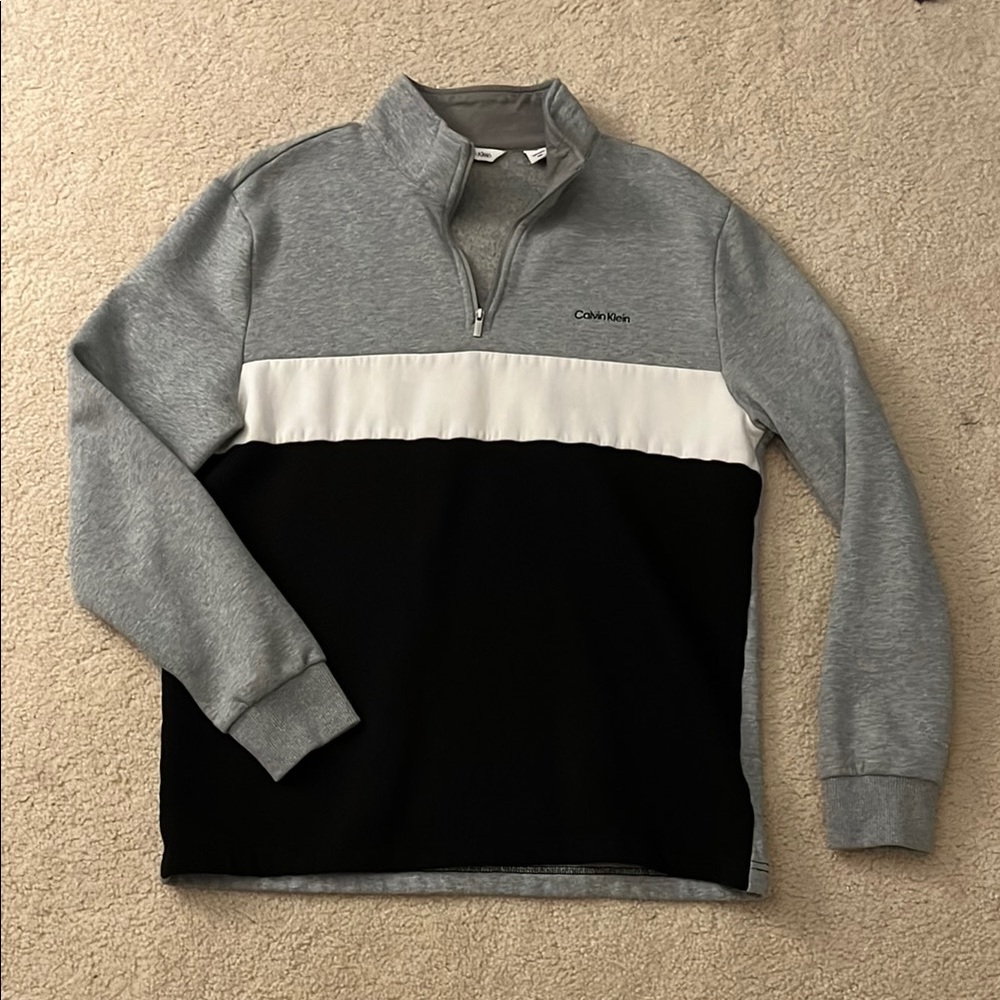 Calvin Klein Zip Up Gray and Black Sweater